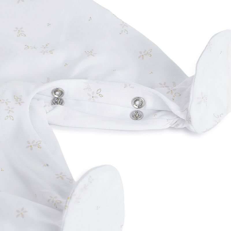 Girls White Printed Leg Opening Babysuit image number 3